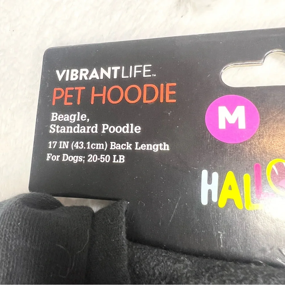 NWT Halloween Hoodie for Dogs Size Medium Pink & Black BOO! with Silver Ghosts